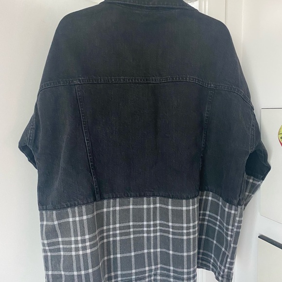 Boohoo Check Contrast Oversized Denim Jacket - Picture 9 of 11